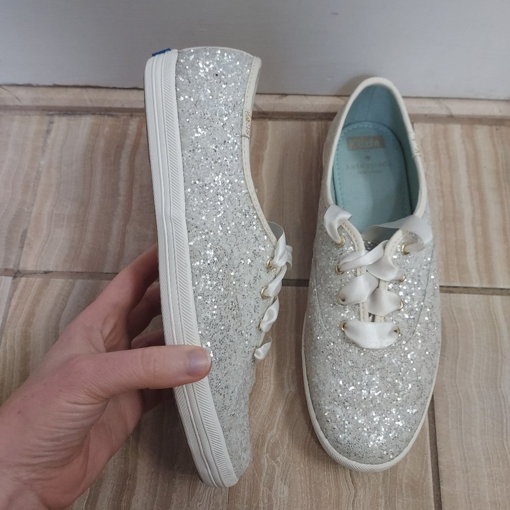 Kate Spade Keds Glitter White Wedding Sneakers